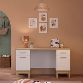 Hanah Home Etto - Mm1.44.02.W1 Escritorio de Estudio Madera y Roble Blanco